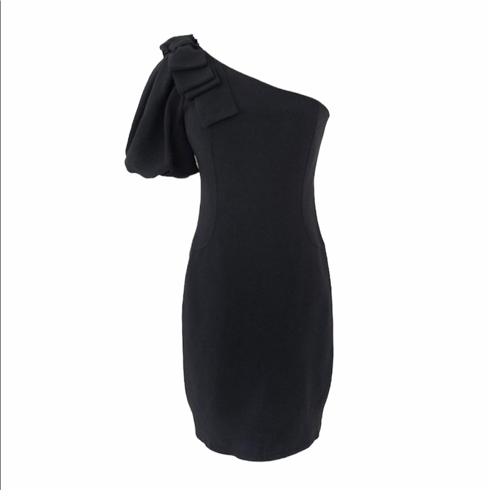 LA PERLA Collezione One Shoulder LBD Little Black Dress w Bow Detail IT 44 US 8 - Picture 2 of 9